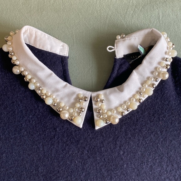 Ted Baker London Navy Embellished collar Sweater. 3/4 sleeves. Size 2 - Picture 2 of 10